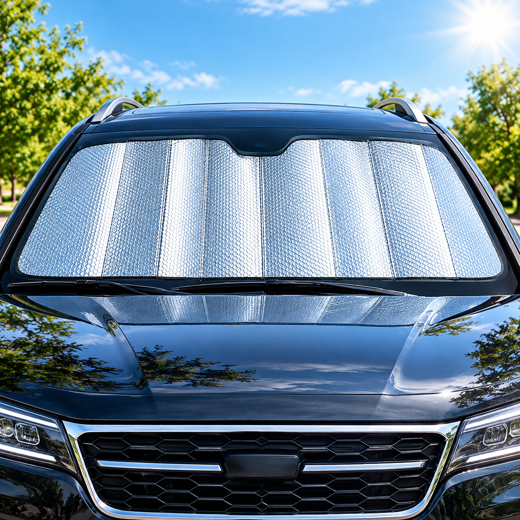 Foldable Car Windshield Sunshade – Reflective Heat & Sun Protector