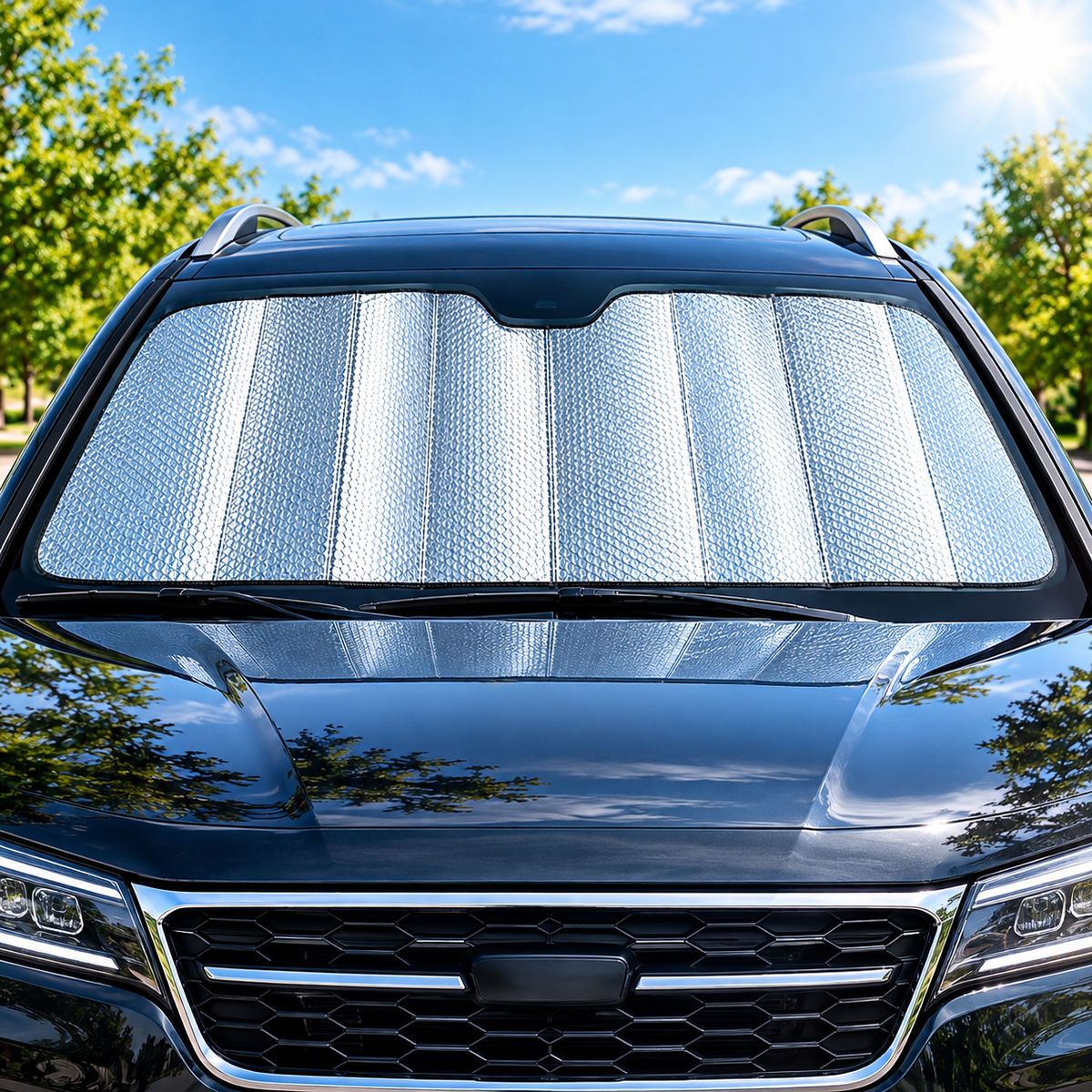 Foldable Car Windshield Sunshade – Reflective Heat & Sun Protector