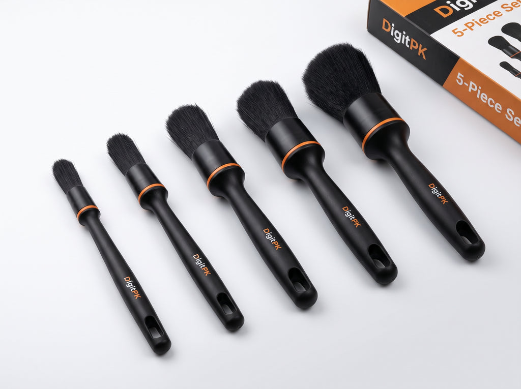 5-Piece Car Detailing Brush Set  Soft Cleaning Brushes for Dashboard, AC Vents & Interior