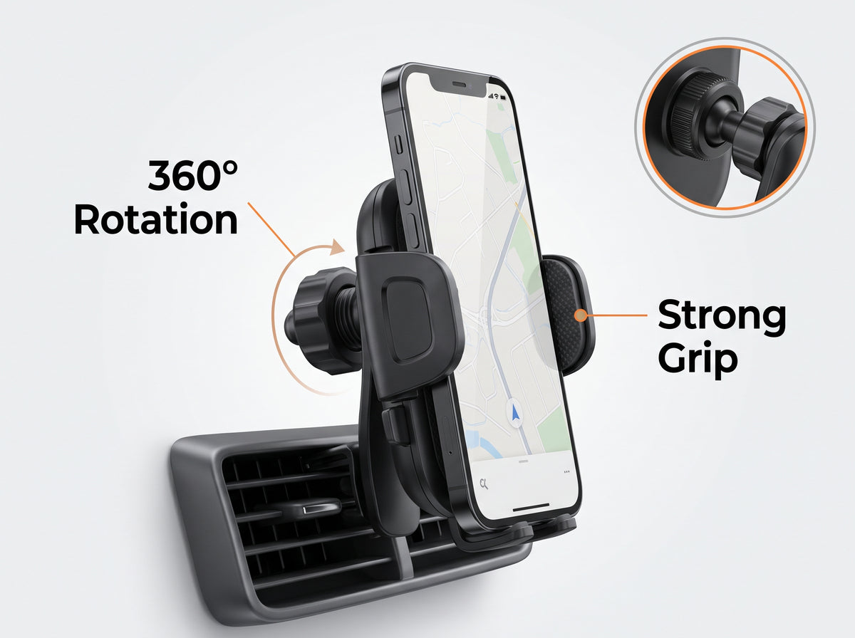 360° Rotating Car Phone Holder with Strong Grip  DigitPK