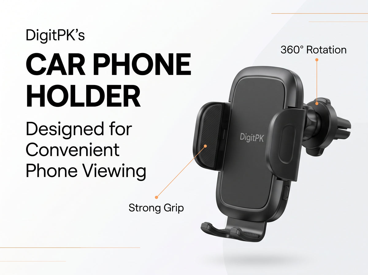 360° Rotating Car Phone Holder with Strong Grip  DigitPK