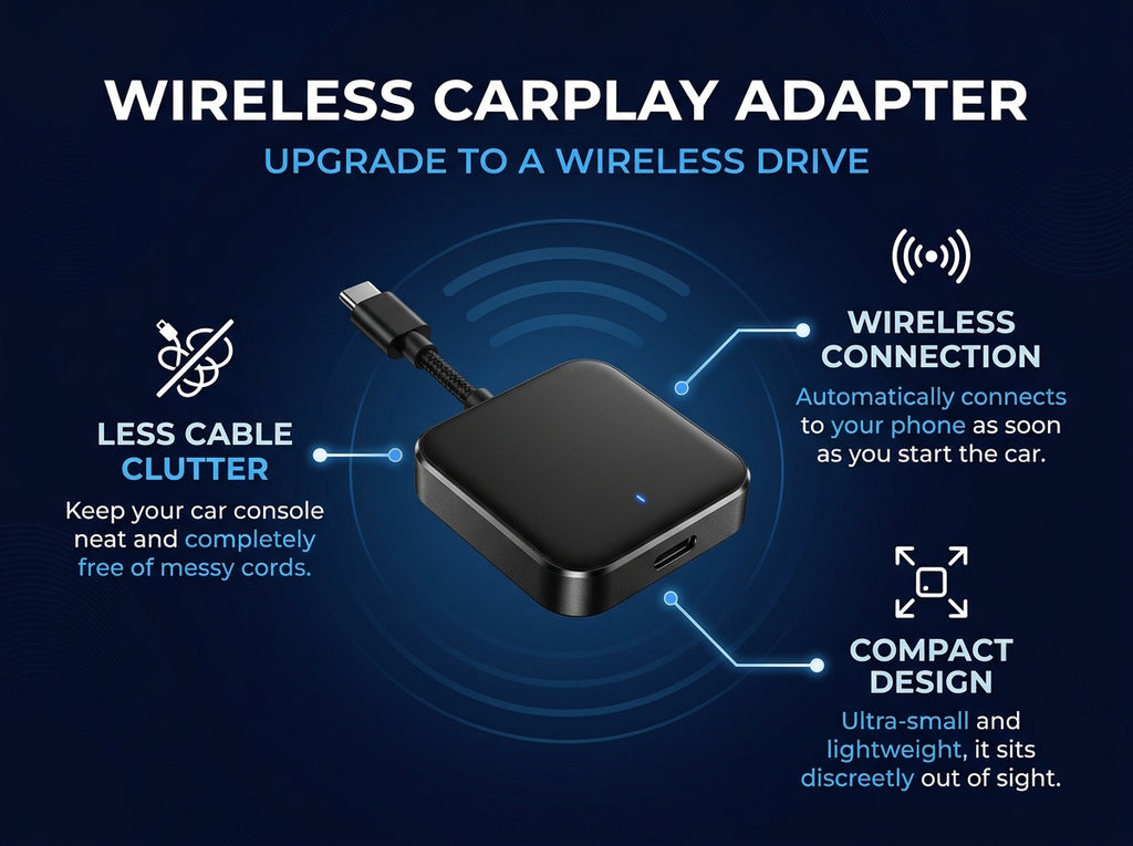 Wireess CarPlay & Android Auto Adapter  Plug & Play USB Donglel