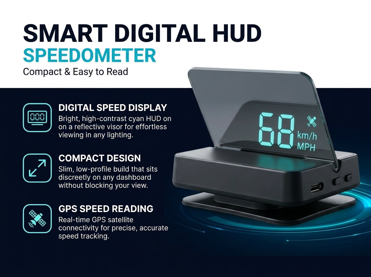 Digital Car HUD Speedometer  GPS Speed Display for Dashboard