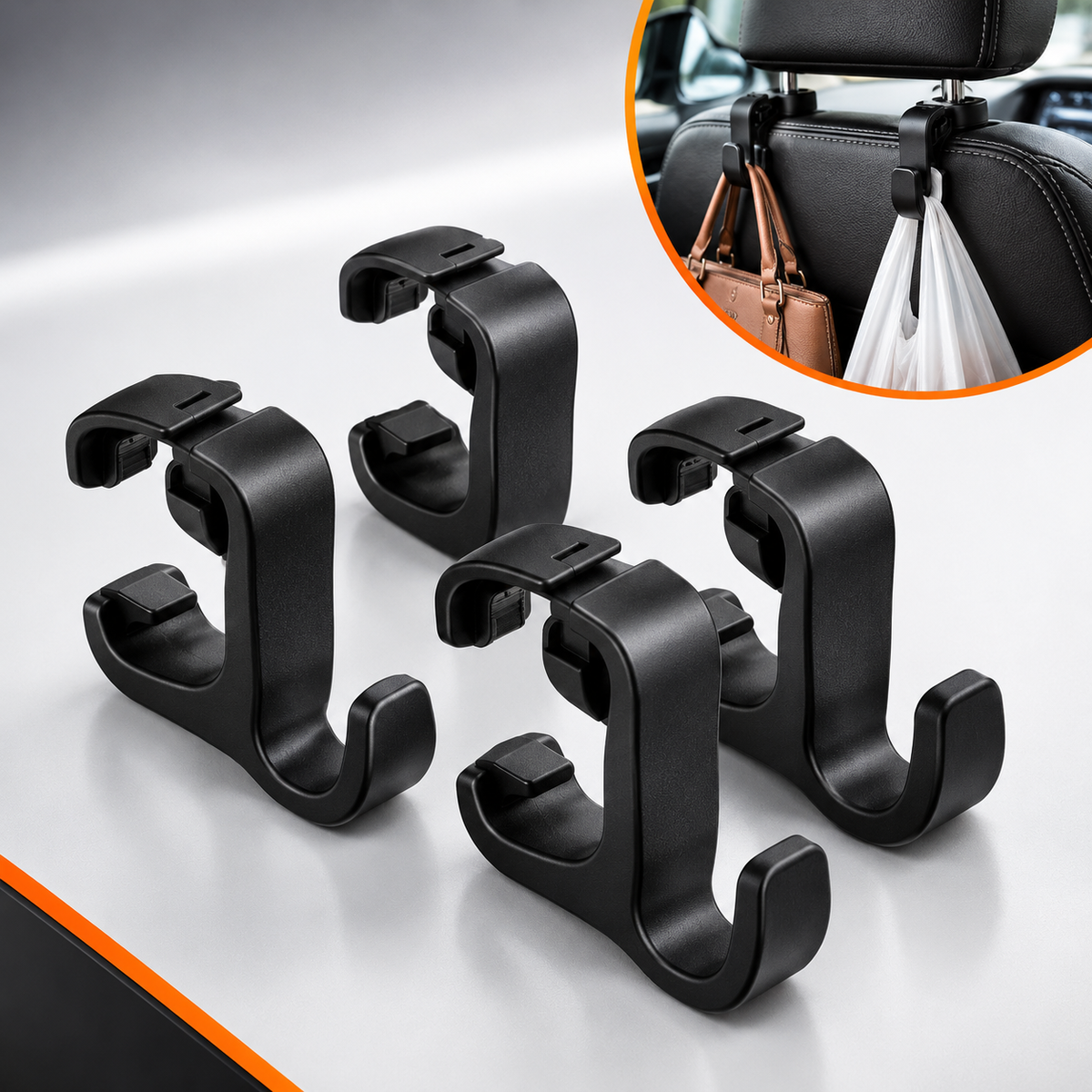 Car Headrest Hooks Set of 4 Universal Car Seat Back Bag Hangers