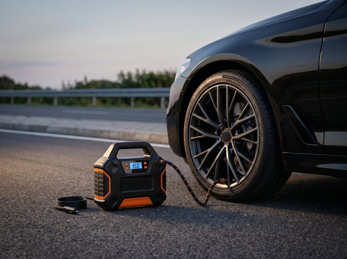 Portable 12V Car Tyre Air Compressor with Digital Pressure Display